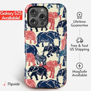 Elephant Safari Print Phone Case | Animal Kingdom Series | iPhone 14 15 16 Pro, Samsung Galaxy s24 s25 Ultra, Google Pixel 7 8 9 Pro +more