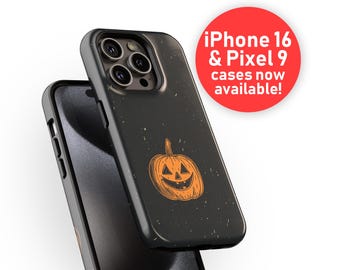 パンプキン スパイス スマホケース | 不気味なハロウィーン ドローイング シリーズ | iPhone 14 15 16 Pro Max、Samsung Galaxy s22 s23 s24、Google Pixel 7 8 9 Pro