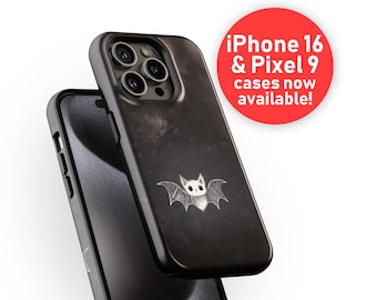 Custodia per telefono con pipistrello di Halloween / Serie di disegni spettrali di Halloween / iPhone 14 15 16 Pro Max, Samsung Galaxy s22 s23 s24, Google Pixel 8 9 Pro