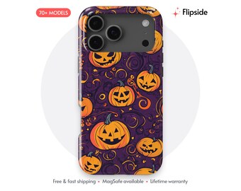 Funda para teléfono con diseño de calabaza de Halloween naranja, resistente y delgada con MagSafe, para iPhone Galaxy Pixel