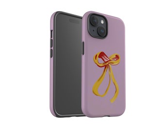 Yellow Bow Phone Case | Abstract Artistic Brushstroke | For iPhone 11 12 13 14 15 Pro Max, Galaxy s22 s23 s24 Ultra, Pixel 5 6 7 8 Pro +more