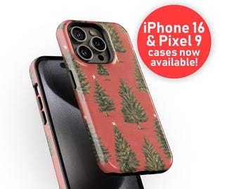 Christmas Tree Pattern Phone Case | Xmas Holiday Tree Series | iPhone 14 15 16 Pro Max, Samsung Galaxy s23 s24, Google Pixel 8 9 Pro
