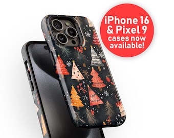 お祝いの冬のクリスマスツリーの携帯電話ケース | クリスマスホリデーツリーシリーズ | iPhone 14 15 16 Pro Max、Samsung Galaxy s23 s24、Google Pixel 8 9 Pro