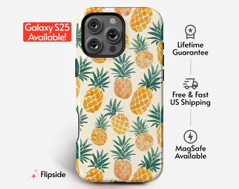 Pineapple Phone Case | Fruit Collection | Tough Case | 7 patterns available for iPhone, Google, Samsung, LG incl Pixel 8 Pro, iPhone 15