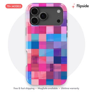 Telefoonhoesje met patchwork- en kleurblokvormen, stevig en slank, met MagSafe-sluiting, voor iPhone Galaxy Pixel