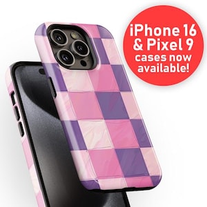 Geometric Check Pattern Phone Case | Checkered Series | iPhone 13 14 15 16 Pro Max, Samsung Galaxy s23 s24, Google Pixel 7 8 9 Pro