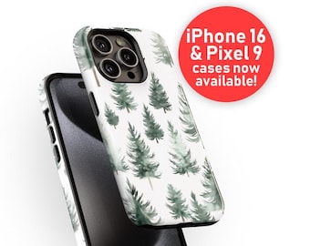 エバーグリーンフォレスト スマホケース | クリスマスホリデーツリーシリーズ | iPhone 14 15 16 Pro Max、Samsung Galaxy s23 s24、Google Pixel 8 9 Pro