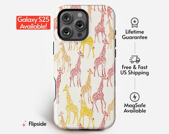 Giraffe Safari Pattern Phone Case | Animal Kingdom Series | iPhone 14 15 16 Pro, Samsung Galaxy s24 s25 Ultra, Google Pixel 7 8 9 Pro +more
