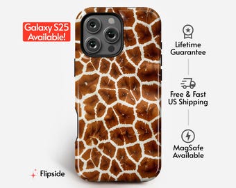Rustic Giraffe Pattern Phone Case | Chic Animal Print | For iPhone 14 15 16 16, Google Pixel 7 8 9, Samsung Galaxy s24 s25 +100 phone models