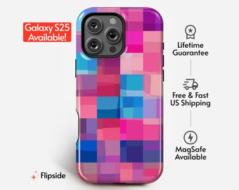 Levendig telefoonhoesje met geometrisch mozaïek | Geometrische kunst | iPhone 14 15 16 Pro, Samsung Galaxy s23 s24 s25 Ultra, Google Pixel 7 8 9 Pro en meer