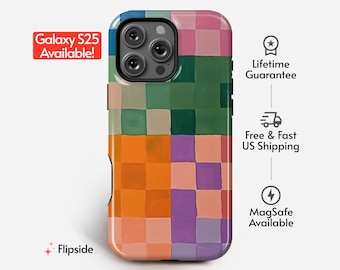 Telefoonhoesje met kleurrijk mozaïektapijt | Geometrische kunst | iPhone 14 15 16 Pro, Samsung Galaxy s23 s24 s25 Ultra, Google Pixel 7 8 9 Pro en meer