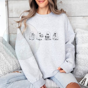 cute ghost design sweatshirt bookish sweatshirt literary pullover crew neck women’s jackets bookish crew neck booktok bookstagram reading