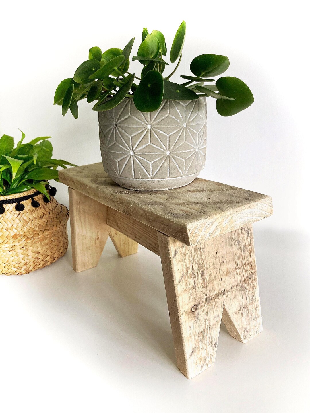 Handmade Wooden Stool | Rustic Plant Stand, Kitchen Footstool, Nursery ...