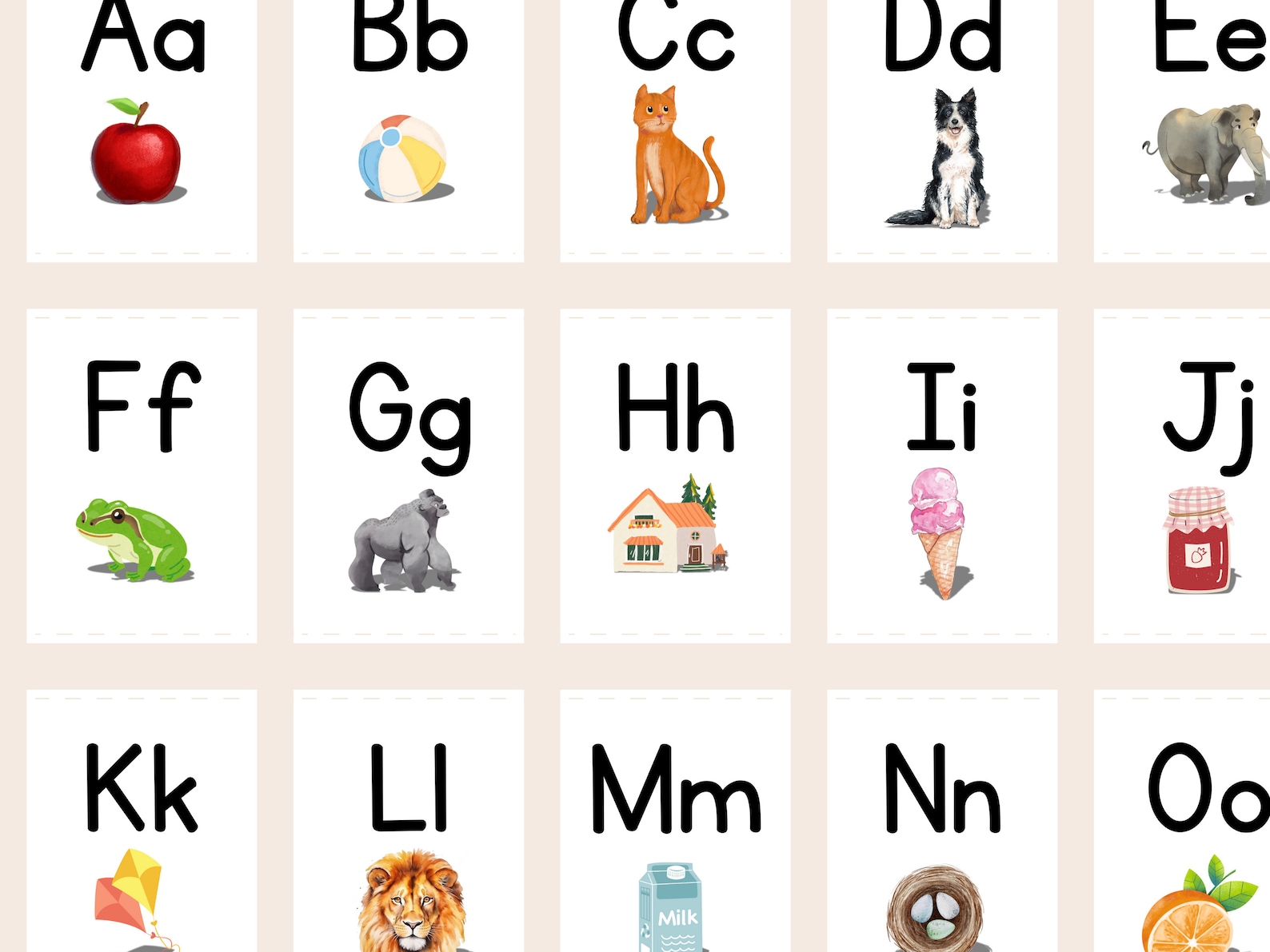 Alphabet Flash Cards Printable ABC Cards Flash Cards for Toddler and