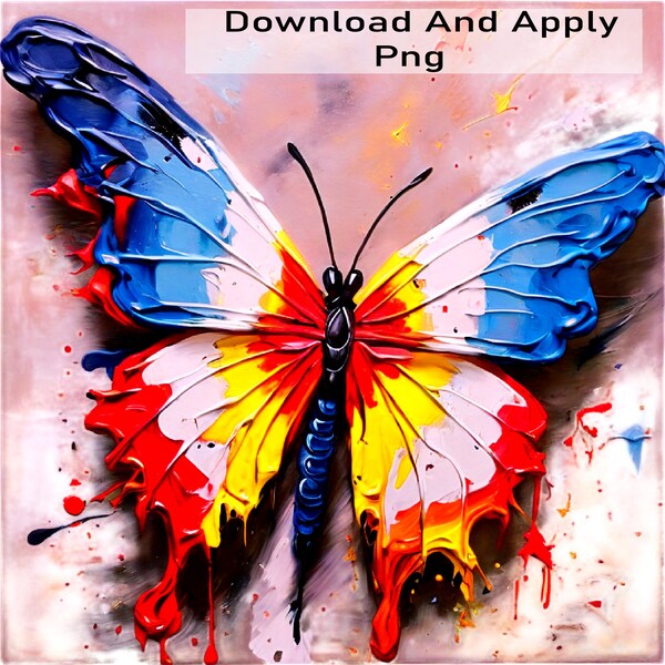 Digital Butterfly, Colorful, Set of 8 .PNG images in High Resolution, Digital Download Images.Png - Download And Apply.
