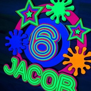 Neon Cake Topper, Black Light Cake Topper, Cake Decor, Neon Party Decor, Layered Name Cake Topper, Cake Topper, Birthday Cake Topper, Glow