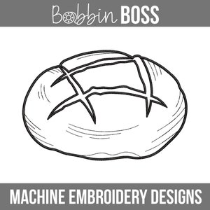 Diseño de bordado de máquina de masa madre, pan redondo de masa agria en 6 tamaños para adaptarse a 4x4 5x7 6x10 8x12 aros Descarga instantánea de archivo de bordado