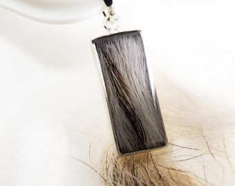 Sterling Silver Pet Fur Memorial Necklace: Resin Keepsake Pendant