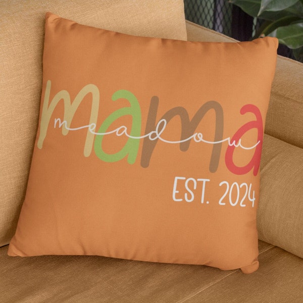 Personalized Est mom Pillow with name, Mothers Day gift, birthday gift for mom, new mom gift, cool mom est minimalist cushion,pillow for mom