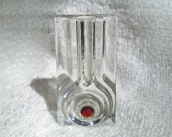 Vintage Space Age Walther Glass Bullseye Solifleur Crystal Glass Vase