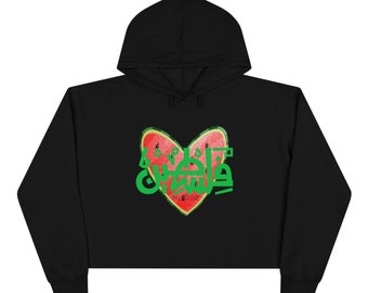 watermelon love Palestine Spring Crop Hoodie, watermelon