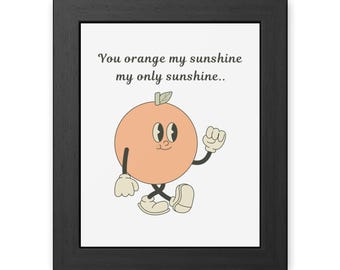Retro Orange Character Framed Poster: Kitchen Wall Art