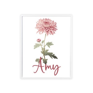 Personalisierte Geburt Blume Name Poster mit Holzrahmen Individuelle Geburt Blume Poster Geschenk für Mama