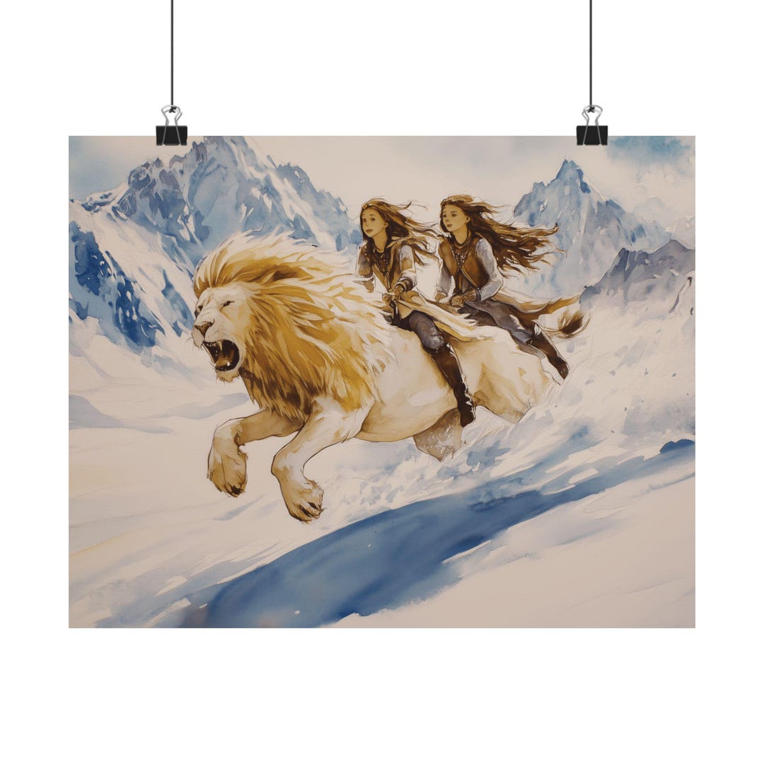 Fantasy Lion Matte Poster: Girls Riding Lion Artwork Print - Etsy