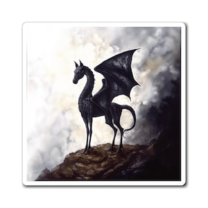Thestral Magnet, Fantasy Creature Illustration, Magical Horse, Fridge Decor, Cute Animal Gift, Mythical Beast, Book Lover Theme, Refrig