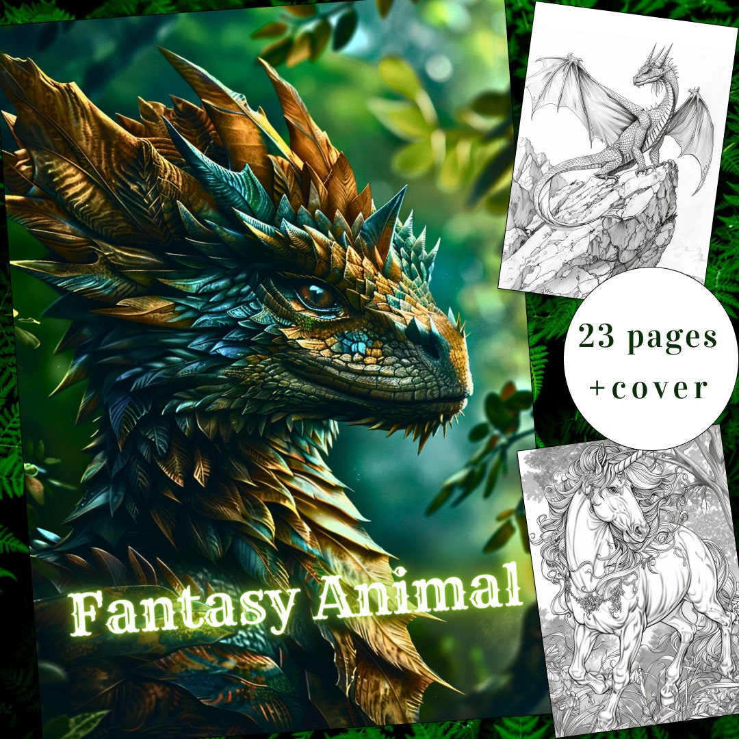 23 Fantasy Animal Coloring Page, Fantasy Coloring,animal Coloring Book