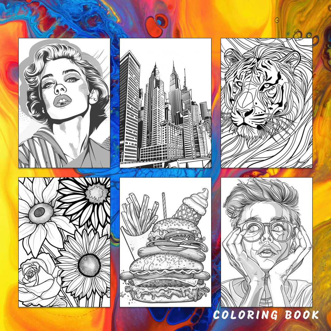 27 POP ART Coloring Page, Art Coloring Book, Pop Art Coloring Book ...