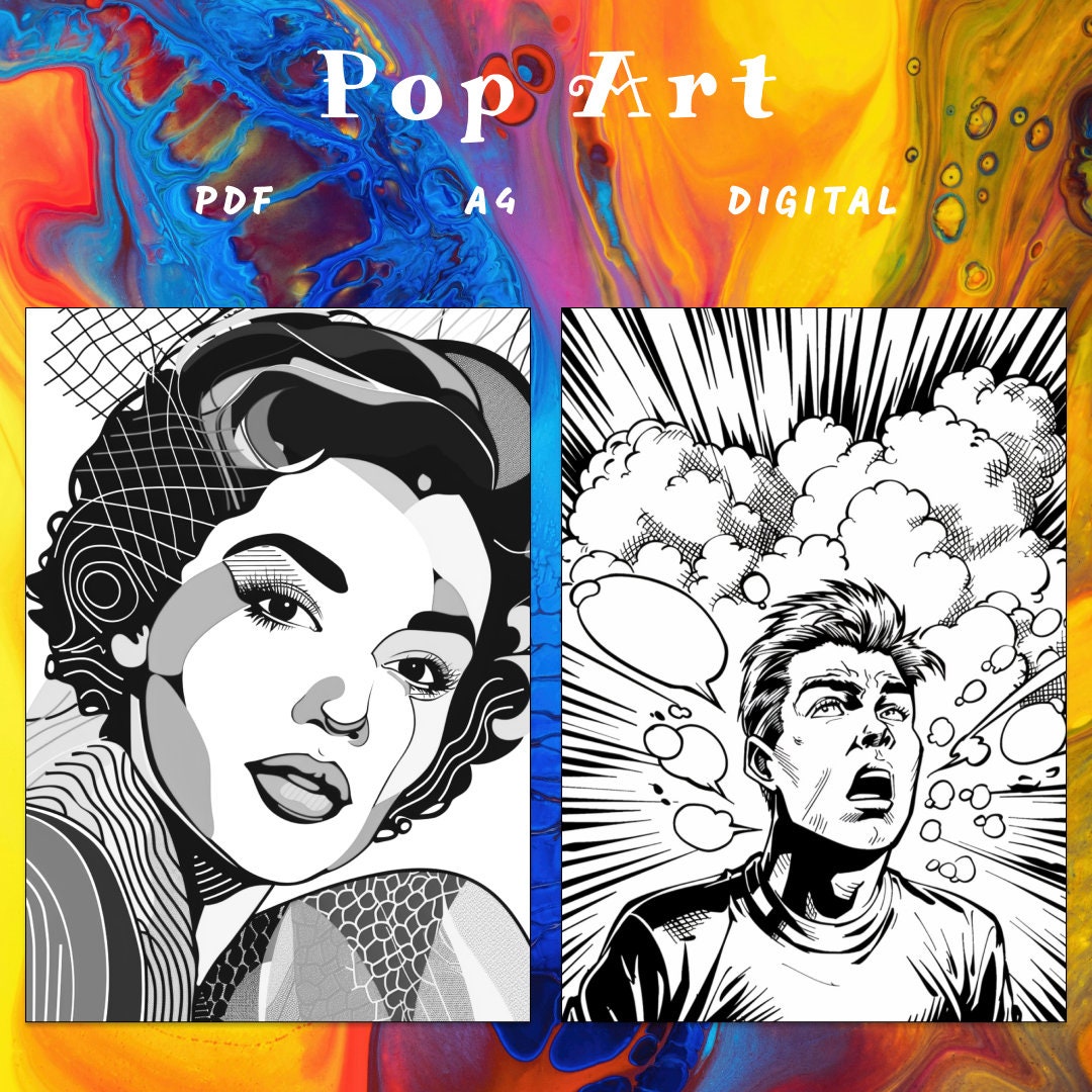 27 POP ART Coloring Page, Art Coloring Book, Pop Art Coloring Book ...