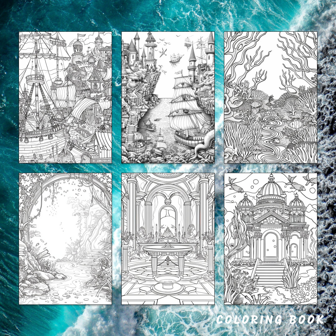 23 Mermaid Kingdom Coloring Page, Mermaid Coloring Book, Ocean Coloring ...
