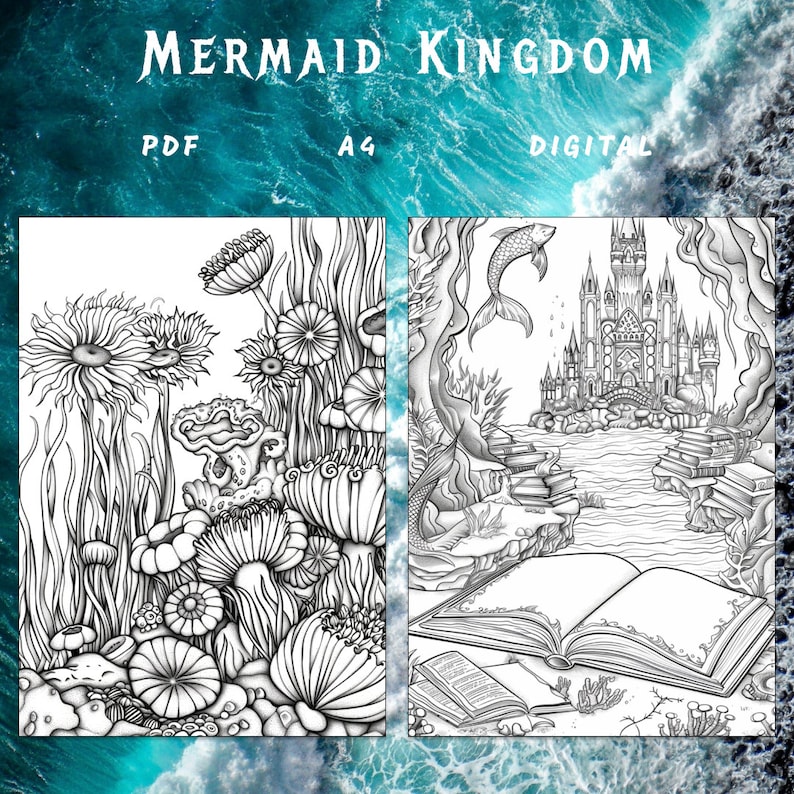 23 Mermaid Kingdom Coloring Page, Mermaid Coloring Book, Ocean Coloring ...