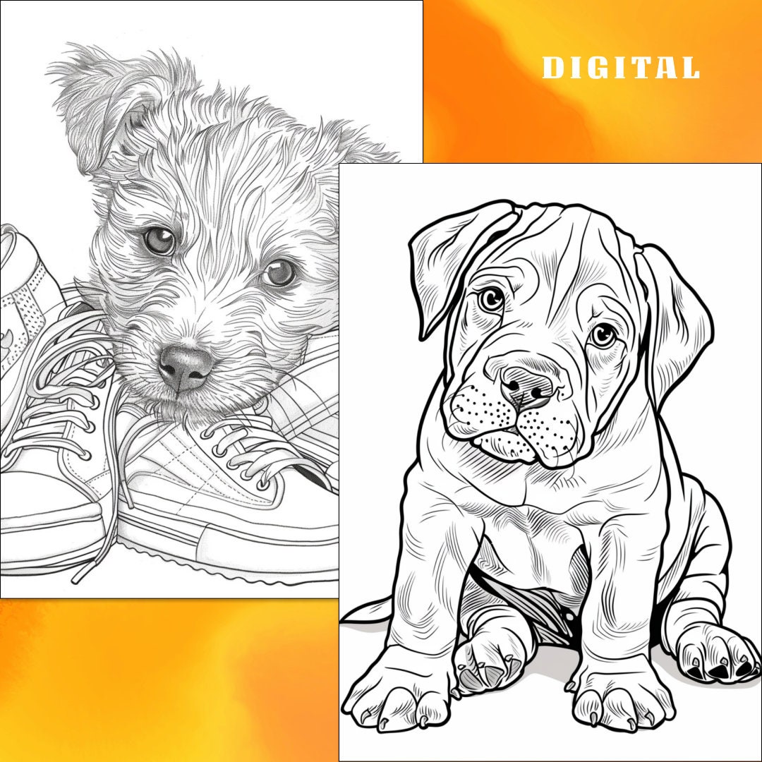 26 Puppy Coloring Page, Dogs Coloring Book, Cute Dog Coloring Book ...