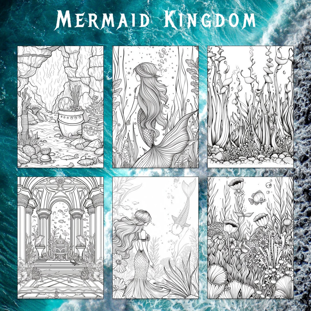 23 Mermaid Kingdom Coloring Page, Mermaid Coloring Book, Ocean Coloring ...