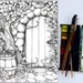 30 Blooming Door Coloring Page, Flower Coloring Book, Fantasy Coloring ...