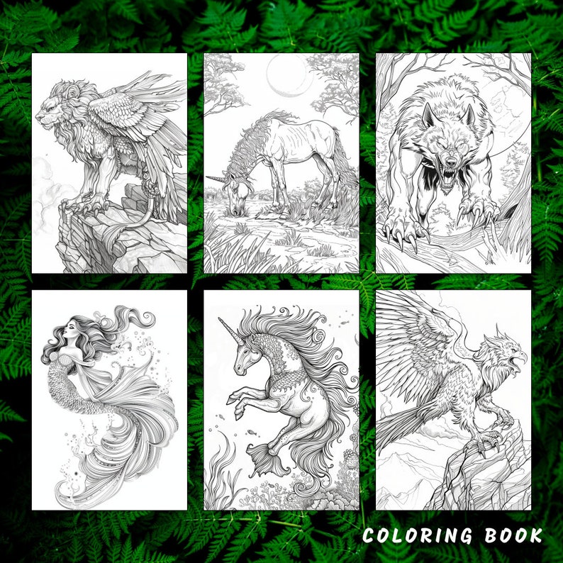 23 Fantasy Animal Coloring Page, Fantasy Coloring,animal Coloring Book