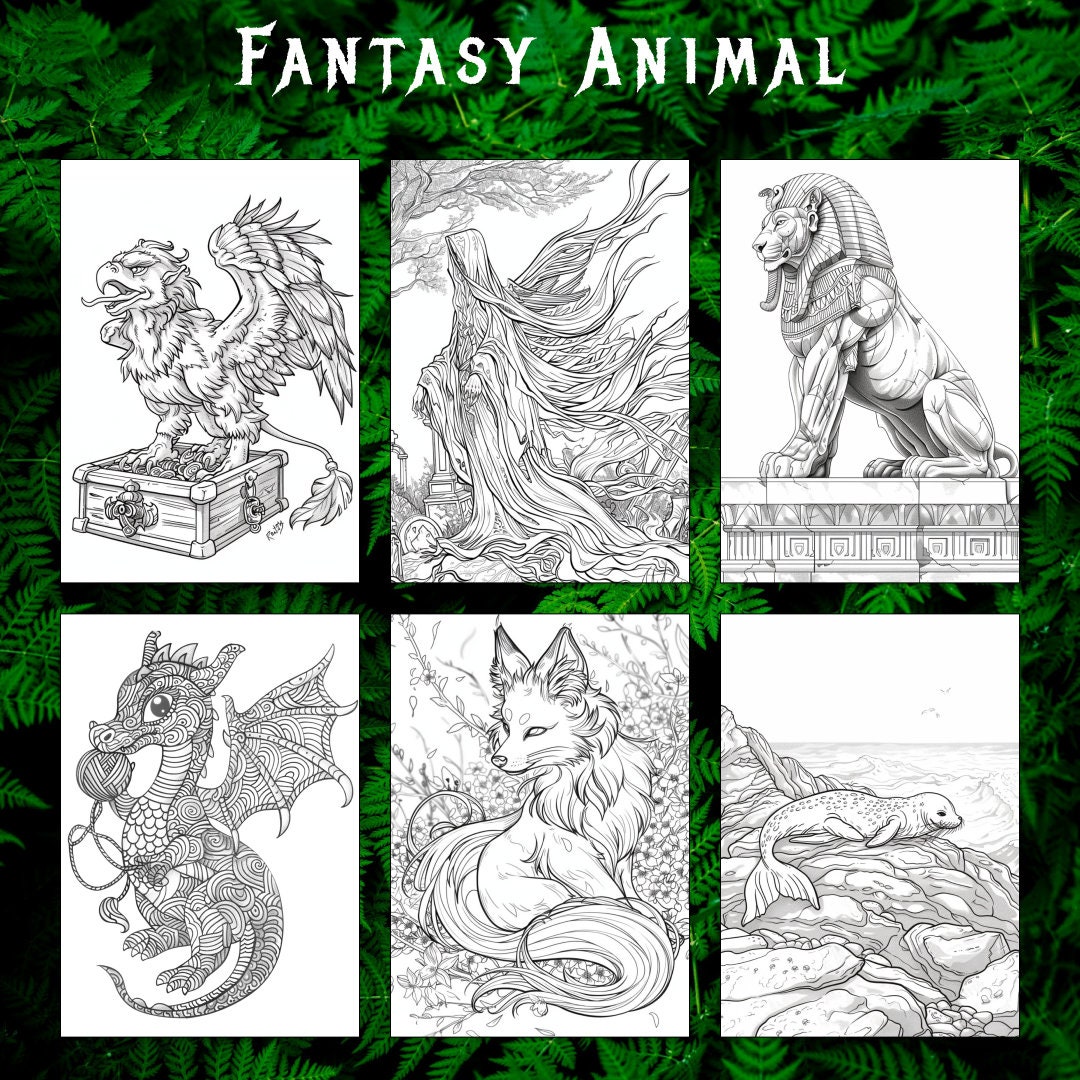 23 Fantasy Animal Coloring Page, Fantasy Coloring,animal Coloring Book