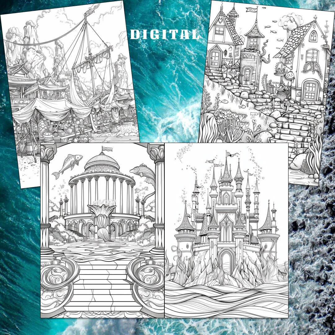 23 Mermaid Kingdom Coloring Page, Mermaid Coloring Book, Ocean Coloring ...