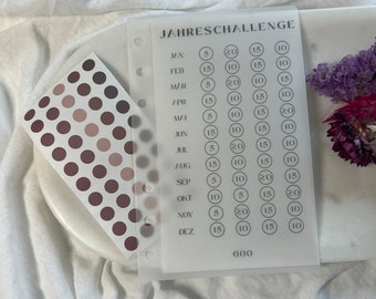 Challenge A6 | XXL Jahreschallenge als matten Umschlag | Umschlagmethode | minimalistisch | für A6 Binder | inklusive Klebepunkte