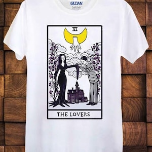 Camiseta de cartas de tarô Vampiro The Lovers VI unissex masculina feminina