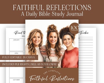 Bible Study Journal, Christian Digital Planner, Editable Canva Template with MRR PLR