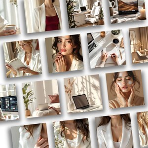 Luxury Feminine Branding Stock Photos | 100+ Neutral Canva Images | Faceless Marketing Content Bank | Square Story & Portrait Sizes