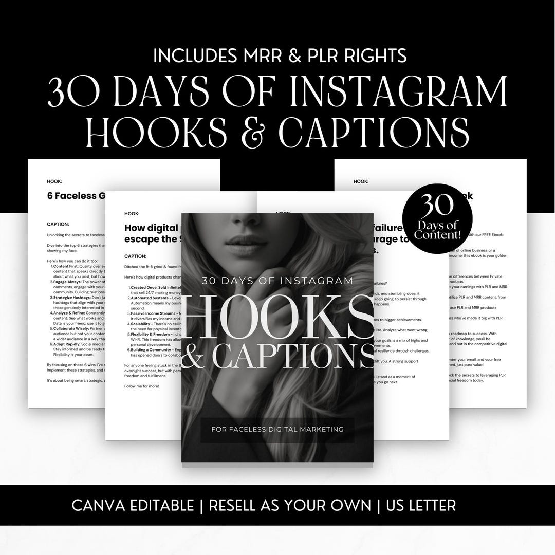 Instagram Hooks and Captions Mrr, Done for You, Grow Social Media Video ...