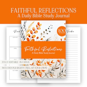 Bible Study Journal Template: Canva Editable, MRR PLR Resell Rights