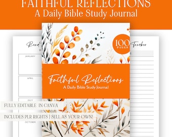 Bible Study Journal Template: Canva Editable, MRR PLR Resell Rights
