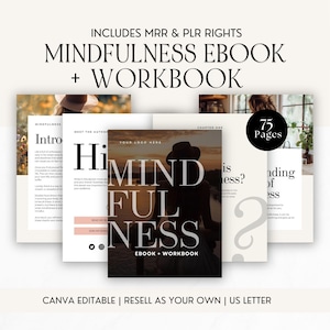 Mindfulness eBook Workbook, Self Help Journal With MRR & PLR, Personal Development, Life Coach, Done For You, Passive Income, Resell Rights