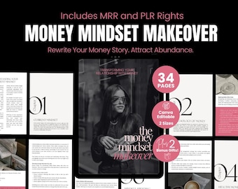 Geld Mindset Makeover Guide - Canva Bearbeitbare Vorlage | PLR + MRR Wiederverkaufsrechte