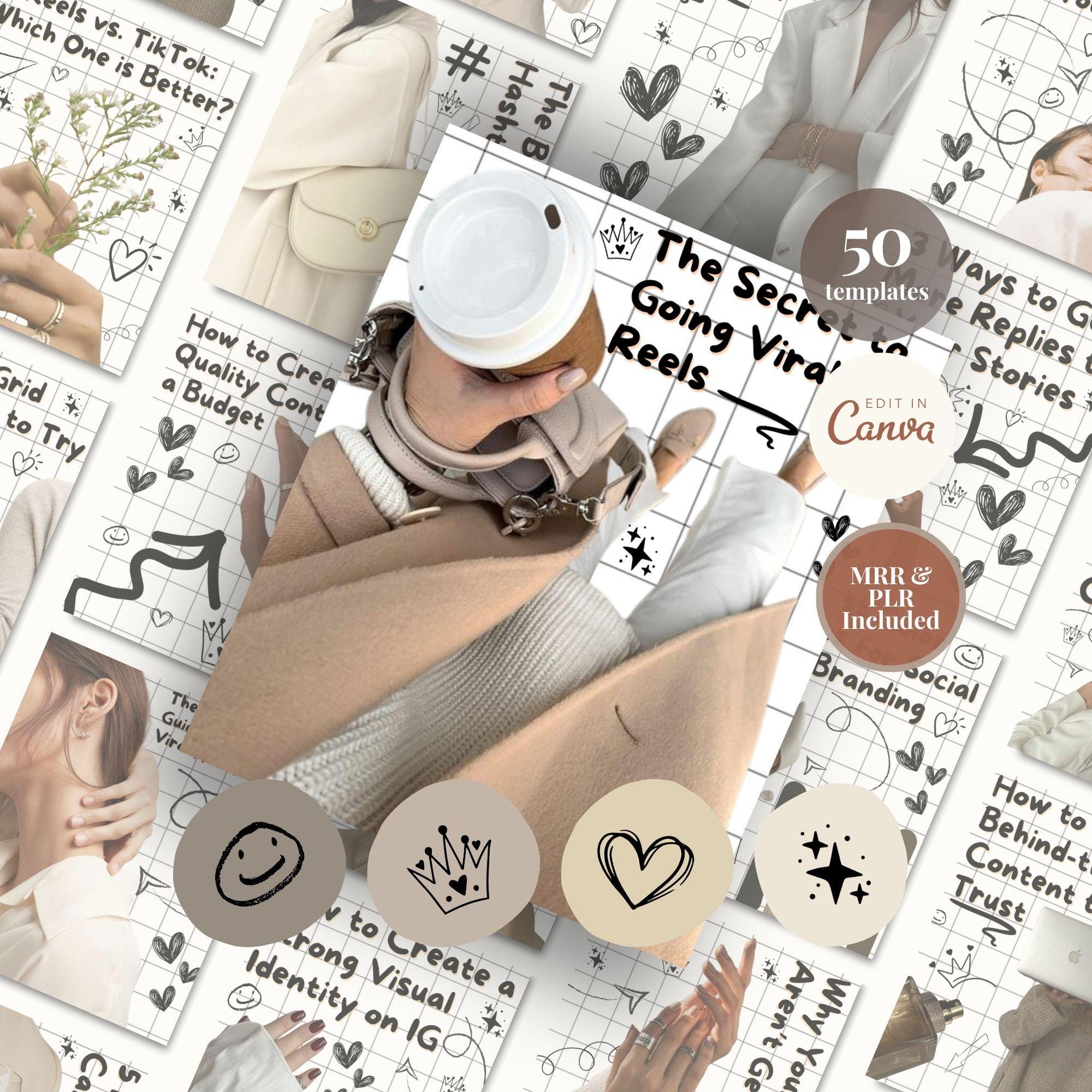 50 Scrapbook Instagram Carousel Templates | Canva Editable, PLR MRR - Etsy